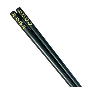 Chopsticks, Black With Gold Cherry Flower.