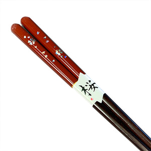Chopsticks, Red Top W/ Lustrous Cherry Blossoms