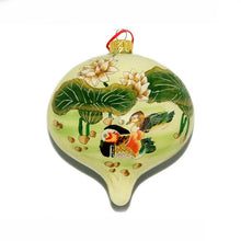 Load image into Gallery viewer, Handpainted Glass Ornament, Lantern Shape, Mandarin Ducks On Lotus Pond
