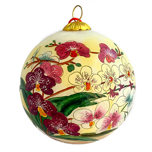 Handpainted Glass Ball, Orchids