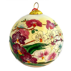 Handpainted Glass Ball, Orchids