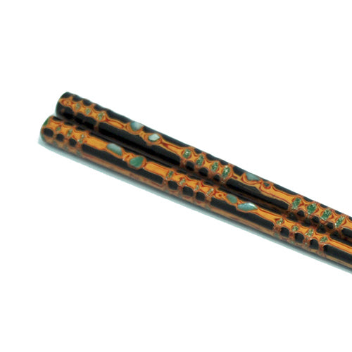 Chopsticks, Black & Yellow Inlaid Shell