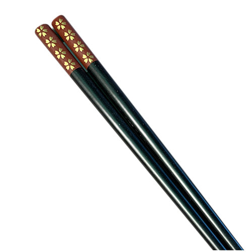 Chopsticks, Black With Top Red & Cherry Blossom