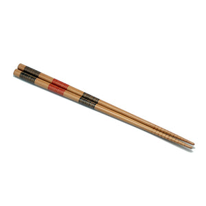 Chopsticks, Bamboo Blue Red Blue Thread.