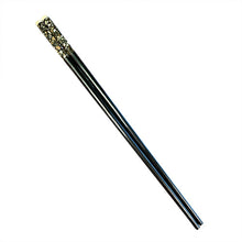 Load image into Gallery viewer, Chopsticks, Black Ebony, Fragments Of Mother-Of- Pearl, White Bone Cap