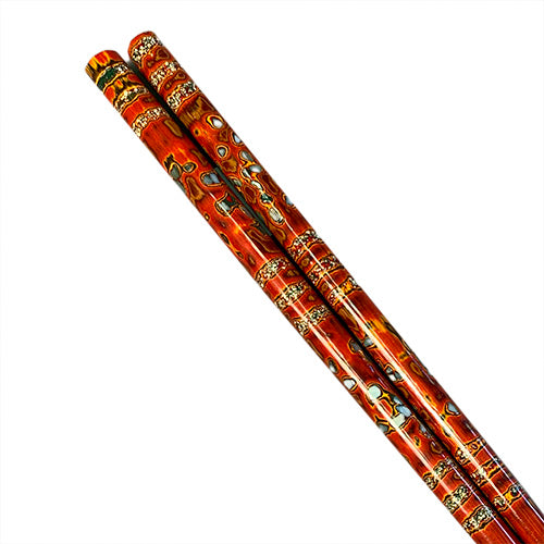 Chopsticks, Red Multi Color Inlaid Shell