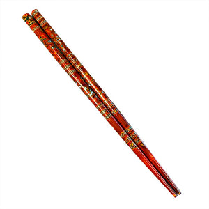 Chopsticks, Red Multi Color Inlaid Shell