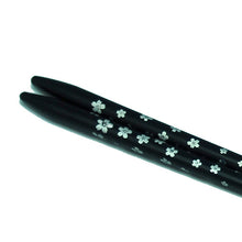 Load image into Gallery viewer, Chopsticks, Black W/ Silver Flowers