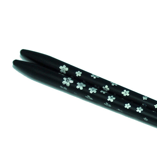 Chopsticks, Black W/ Silver Flowers