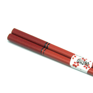 Chopsticks, Matte Red Bands W/ Black Stripe