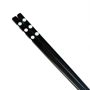 Chopsticks, Black Ebony W/ 3 Oyster Dots On 4 Sides, Dot On Top