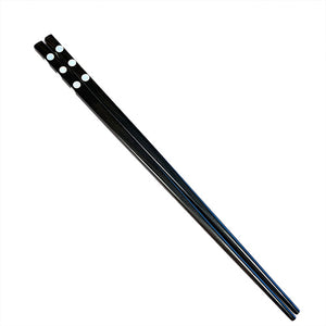 Chopsticks, Black Ebony W/ 3 Oyster Dots On 4 Sides, Dot On Top