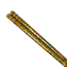 Load image into Gallery viewer, Chopsticks, Yellow Wavy Lacquer W/ Inlaid Shell