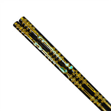 Load image into Gallery viewer, Chopsticks, Brown Over Yellow Lacquer W/ Inlaid Shell