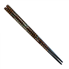 Load image into Gallery viewer, Chopsticks, Maroon Lacquer W/ Speckle Rings And Inlaid Shell