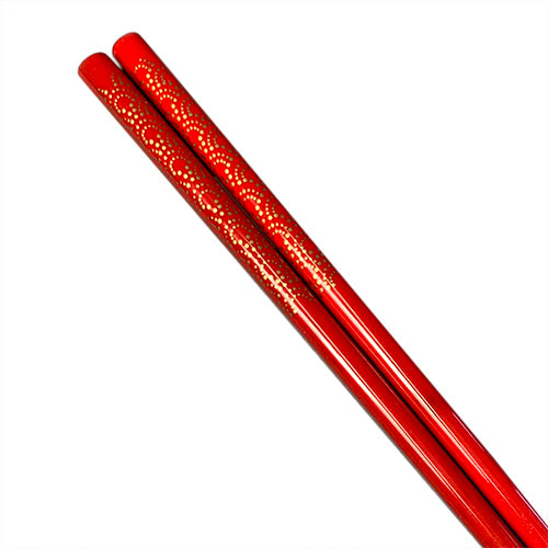 Chopsticks, Red W/ Gold Dots Pattern