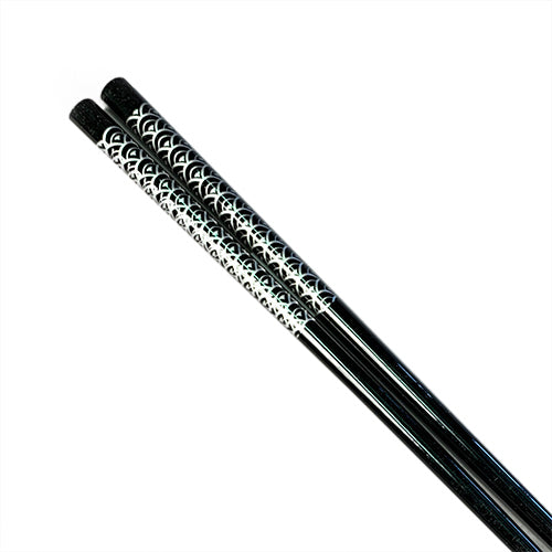 Chopsticks, Black W/ Silver Fans Pattern