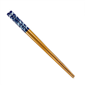 Chopsticks, Blue W/ White Cranes, Natural Bamboo