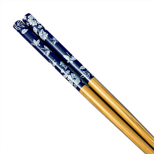 Chopsticks, Blue W/ White Butterflies, Natural Bamboo