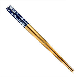 Chopsticks, Blue W/ White Butterflies, Natural Bamboo