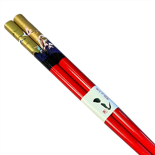 Chopsticks, Red, Gold Top W/ Pink Cranes