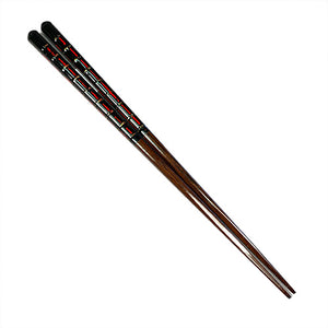 Chopsticks, Black W/ Red, Gold Raised Bands
