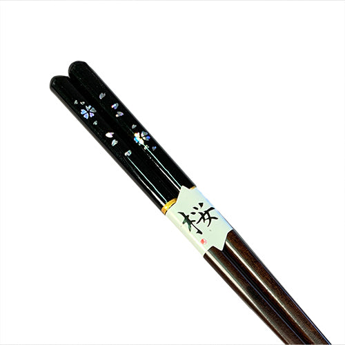 Chopsticks, Black Top W/ Lustrous Cherry Blossoms