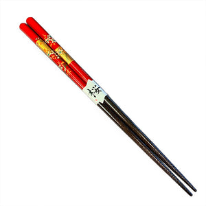 Chopsticks, Red Cherry Blossom With Gold Band