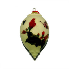 Load image into Gallery viewer, Handpainted Glass Teardrop, Red Peony W/ Butterflies