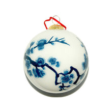 Load image into Gallery viewer, Handpainted Glass Ball, Blue And White Cherry Blossom