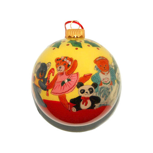 Handpainted Glass Ball, Bears Dancing