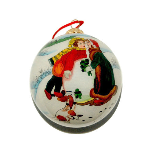 Handpainted Glass Ball, Play W/Snow Ball