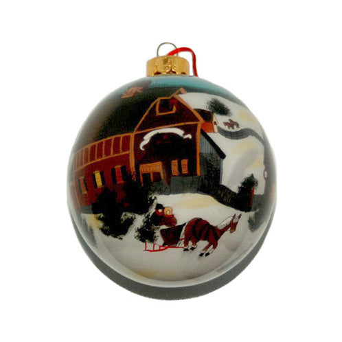 Hand Painted Glass Ball,Holiday Scene
