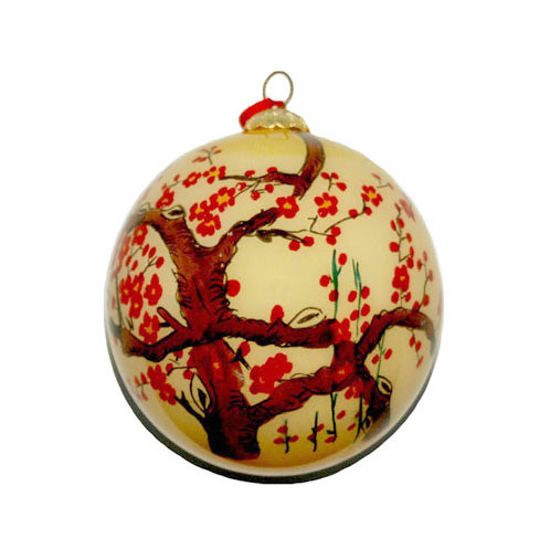 Handpainted Glass Ball, Plum Blossoms