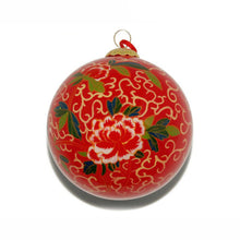 Load image into Gallery viewer, Handpainted Glass Ball, Red Peony
