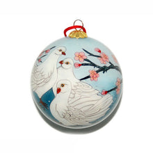 Load image into Gallery viewer, Handpainted Glass Ball, Snow Doves