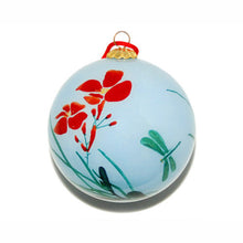 Load image into Gallery viewer, Handpainted Glass Ball, Pale Blue W/ Dragonflies