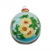 Load image into Gallery viewer, Handpainted Glass Ball, Blue W/ Sunflowers