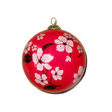 Load image into Gallery viewer, Handpainted Glass Ball, Cherry Blossoms On Red