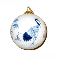 Load image into Gallery viewer, Hand Painted Glass Ball, Blue Crane