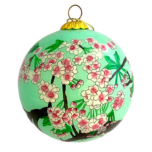 Hand Painted Glass Ball, Cherry Blossom