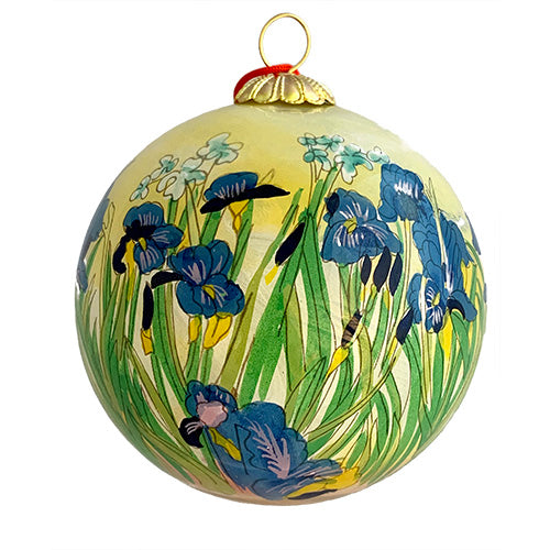 Handpainted Glass Ball, Irises