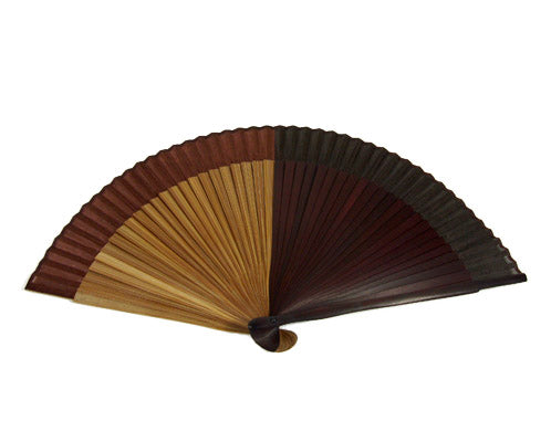 SILK FAN, MAROON AND BROWN FOUR SECTION (HF-111)