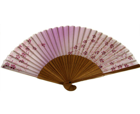 SILK FAN, PALE VIOLET W/ DANDELIONS (HF-142)