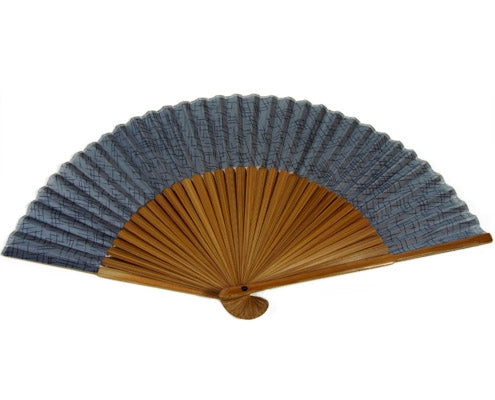 SILK FAN, GRAY CRISS-CROSS, BROWN BAMBOO (HF-145)