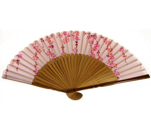 GEISHA FAN, PINK FALLING BLOSSOMS (HF-166)