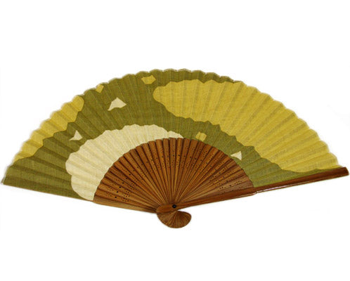 SILK FAN, SHADES OF GREEN (HF-169)