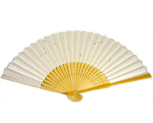 SILK FAN, PAPER, WHITE W/ SILVER FLECKS (HF-173)