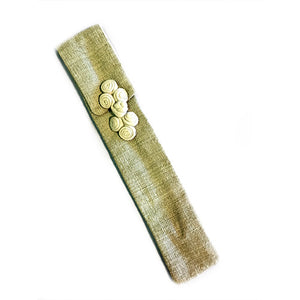 FAN BAG, GREEN LINEN, WTIH CHINESE BUTTON (HF-19/GRN)