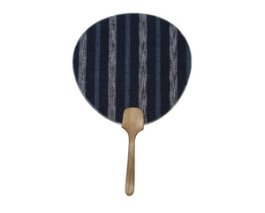 FAN, ROUND SHAPE, BLUE AND WHITE PLAID (HF-211)